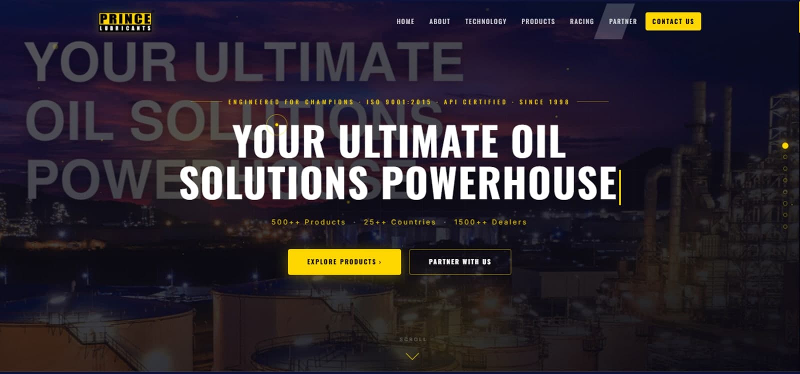 Prince Lubricants website by Imsuya Global